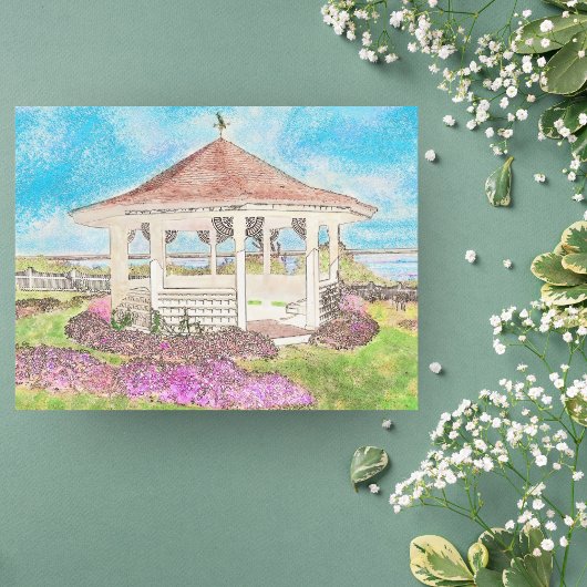 Gemäldetes weißes Gazebo in Cape Cod Postkarte