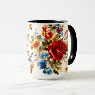Gemalt Е lecker und zarte farbenfrohe Sommer-Blume Tasse