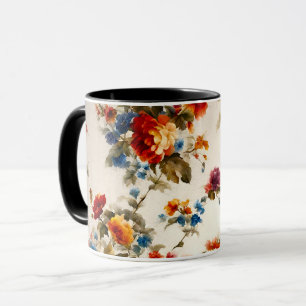 Gemalt Е lecker und zarte farbenfrohe Sommer-Blume Tasse