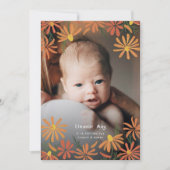 Gemalt Daisies Foto Birth Ankündigung (Vorderseite)