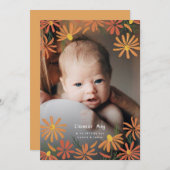 Gemalt Daisies Foto Birth Ankündigung (Vorne/Hinten)