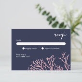 Gemalt erröten rosa Korallen-Strand-tropische RSVP Karte (Stehend Vorderseite)