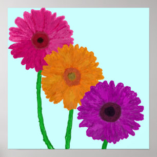 Gemalt Gerbera Daisies Poster