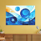 Gemalte abstrakte Kunst in Blau 03 Leinwanddruck (Insitu (Wohnzimmer))