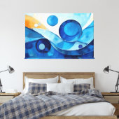 Gemalte abstrakte Kunst in Blau 03 Leinwanddruck (Insitu (Schlafzimmer))