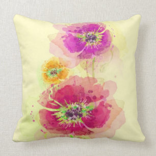 Gemalte Aquarellmohnblumen 2 Kissen