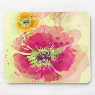 Gemalte Aquarellmohnblumen 2 Mousepad
