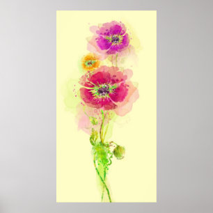 Gemalte Aquarellmohnblumen 2 Poster