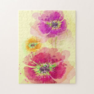 Gemalte Aquarellmohnblumen 2 Puzzle