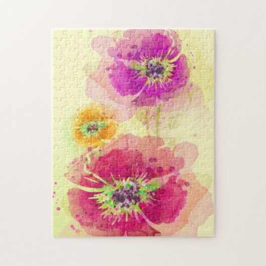 Gemalte Aquarellmohnblumen 2 Puzzle (Vertikal)