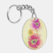 Gemalte Aquarellmohnblumen 2 Schlüsselanhänger (Vorderseite links)