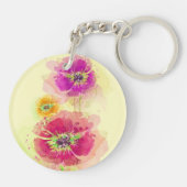 Gemalte Aquarellmohnblumen 2 Schlüsselanhänger (Rückseite)