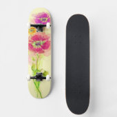 Gemalte Aquarellmohnblumen 2 Skateboard (Vorderseite)