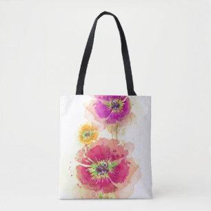 Gemalte Aquarellmohnblumen 2 Tasche