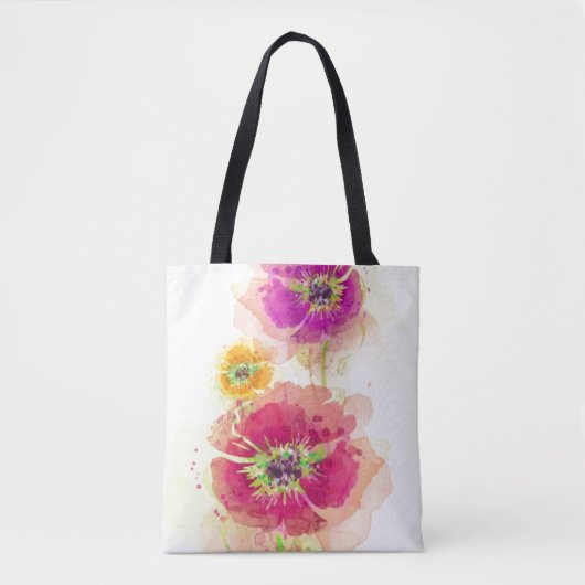 Gemalte Aquarellmohnblumen 2 Tasche (Vorderseite)