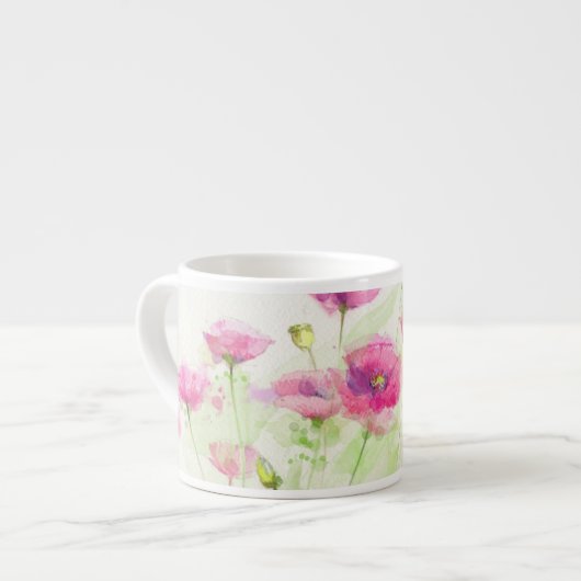 Gemalte Aquarellmohnblumen 3 Espressotasse (Vorderseite Links)