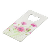 Gemalte Aquarellmohnblumen 3 Geldkarten Flaschenöffner (Vorderseite Schrägansicht)