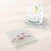 Gemalte Aquarellmohnblumen 3 Glasuntersetzer (Schrägansicht)