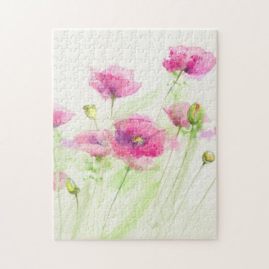 Gemalte Aquarellmohnblumen 3 Puzzle (Vertikal)