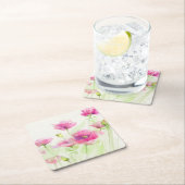 Gemalte Aquarellmohnblumen 3 Rechteckiger Pappuntersetzer (Vor Ort)