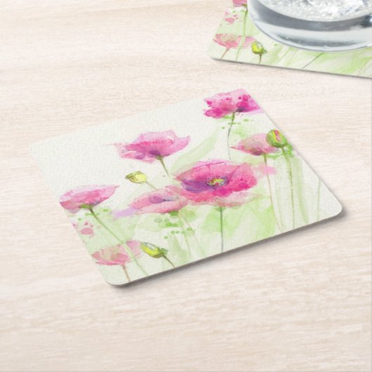 Gemalte Aquarellmohnblumen 3 Rechteckiger Pappuntersetzer (angewinkelt)
