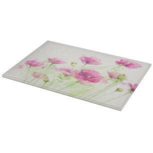 Gemalte Aquarellmohnblumen 3 Schneidebrett