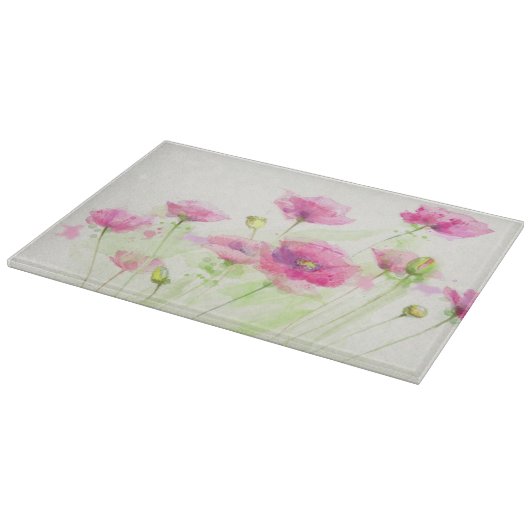 Gemalte Aquarellmohnblumen 3 Schneidebrett (Ecke)