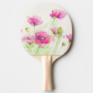 Gemalte Aquarellmohnblumen 3 Tischtennis Schläger
