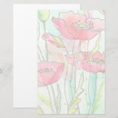 Gemalte Aquarellmohnblumen Briefpapier (Vorne/Hinten)