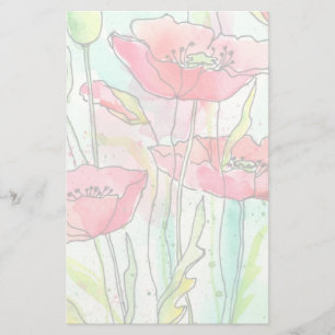 Gemalte Aquarellmohnblumen Briefpapier