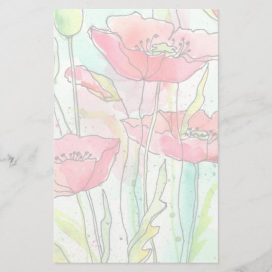 Gemalte Aquarellmohnblumen Briefpapier (Vorderseite)