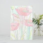 Gemalte Aquarellmohnblumen Briefpapier (Stehend Vorderseite)