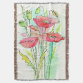 Gemalte Aquarellmohnblumen Decke (Vorderseite Vertikal)