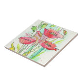 Gemalte Aquarellmohnblumen Fliese (Seite)