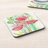 Gemalte Aquarellmohnblumen Getränkeuntersetzer (Linke Seite)