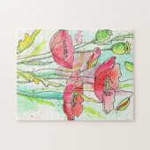 Gemalte Aquarellmohnblumen Puzzle (Horizontal)