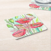 Gemalte Aquarellmohnblumen Rechteckiger Pappuntersetzer (angewinkelt)