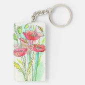 Gemalte Aquarellmohnblumen Schlüsselanhänger (Rückseite)