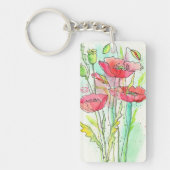Gemalte Aquarellmohnblumen Schlüsselanhänger (Vorderseite)