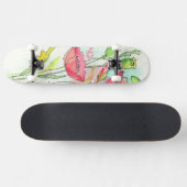 Gemalte Aquarellmohnblumen Skateboard (Horizontal)