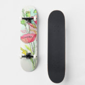 Gemalte Aquarellmohnblumen Skateboard (Vorderseite)