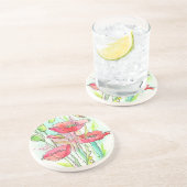 Gemalte Aquarellmohnblumen Untersetzer (Seite)