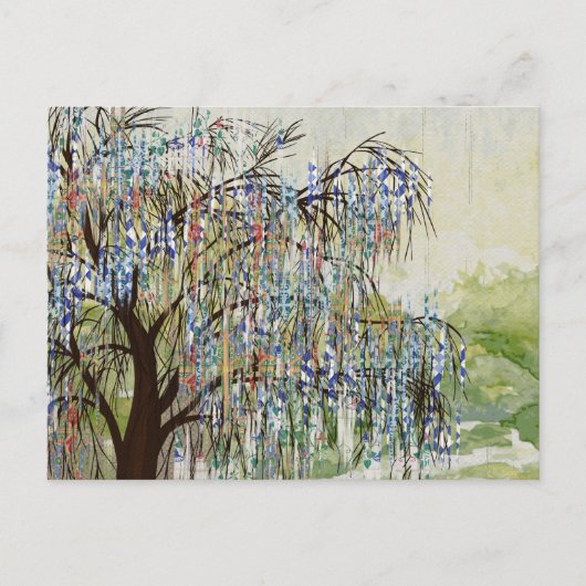 Gemalte Bäume Digitale Kunstkomposition Postkarte (Vorderseite)