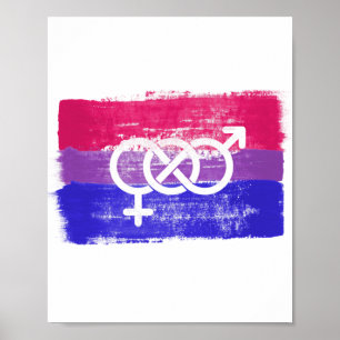 GEMALTE BISEXUELLE SYMBOL-PRIDE-FLAGGE POSTER