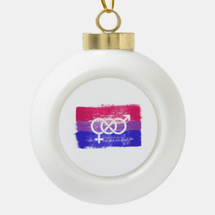 GEMALTE BISEXUELLE SYMBOL STOLZFLAGGE KERAMIK Kugel-Ornament