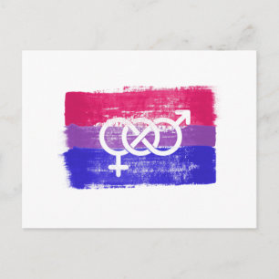 GEMALTE BISEXUELLE SYMBOL STOLZFLAGGE POSTKARTE