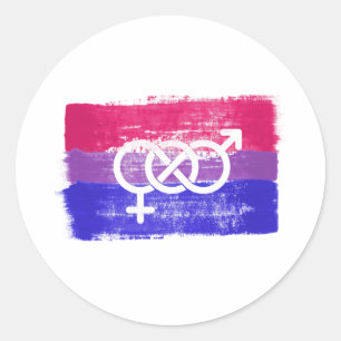 GEMALTE BISEXUELLE SYMBOL STOLZFLAGGE RUNDER AUFKLEBER