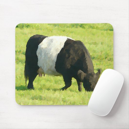 Gemalte Blick umgeschnallte Galloway-Kuh auf dem Mousepad (Mit Mouse)