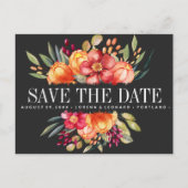 Gemalte Blume Dunkelgraue Hochzeit speichern das D Ankündigungspostkarte (Vorderseite)