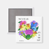 Gemalte Blume im Herzen, Verse aus den Sprichwörte Magnet (Vorderseite/Rückseite)